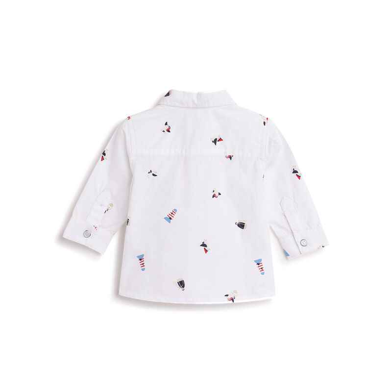 Boys White Printed Long Sleeve Shirt image number 1